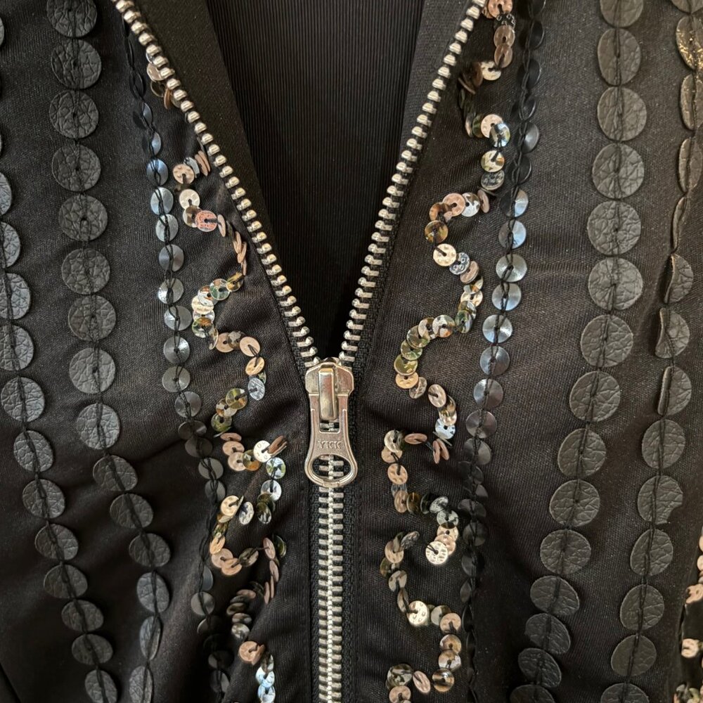 Colleen Lopez Sequin and Leather Embellished Blazer